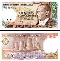 *5000 tureckých lír Turecko 1970-92, P198 UNC - Kliknutím na obrázok zatvorte -